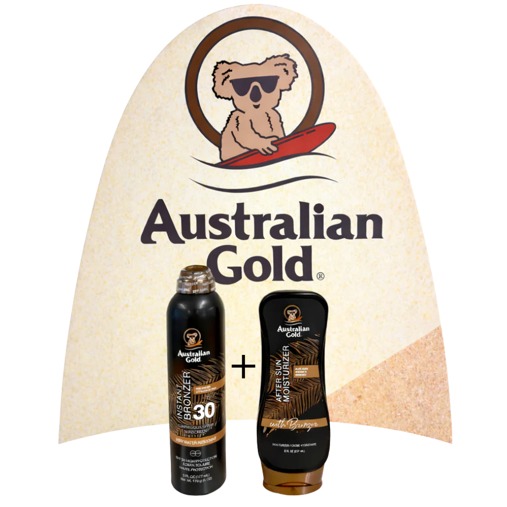 Bundle: Australian Gold Spray SPF + GRATIS After Sun med Bronzer